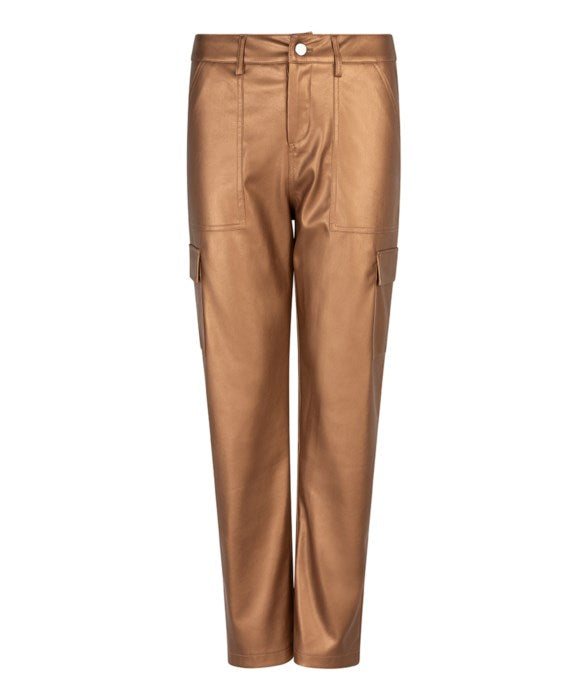 Faux Leather Cargo Pants - Brandy