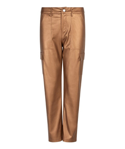 Faux Leather Cargo Pants - Brandy