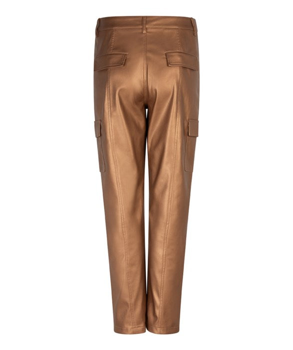 Faux Leather Cargo Pants - Brandy