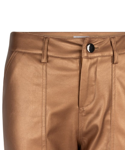 Faux Leather Cargo Pants - Brandy