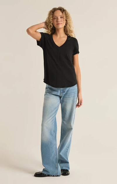 Asher V neck Tee - Black