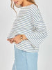 Memento Stripe Long Sleeve Top - Ivory Blue