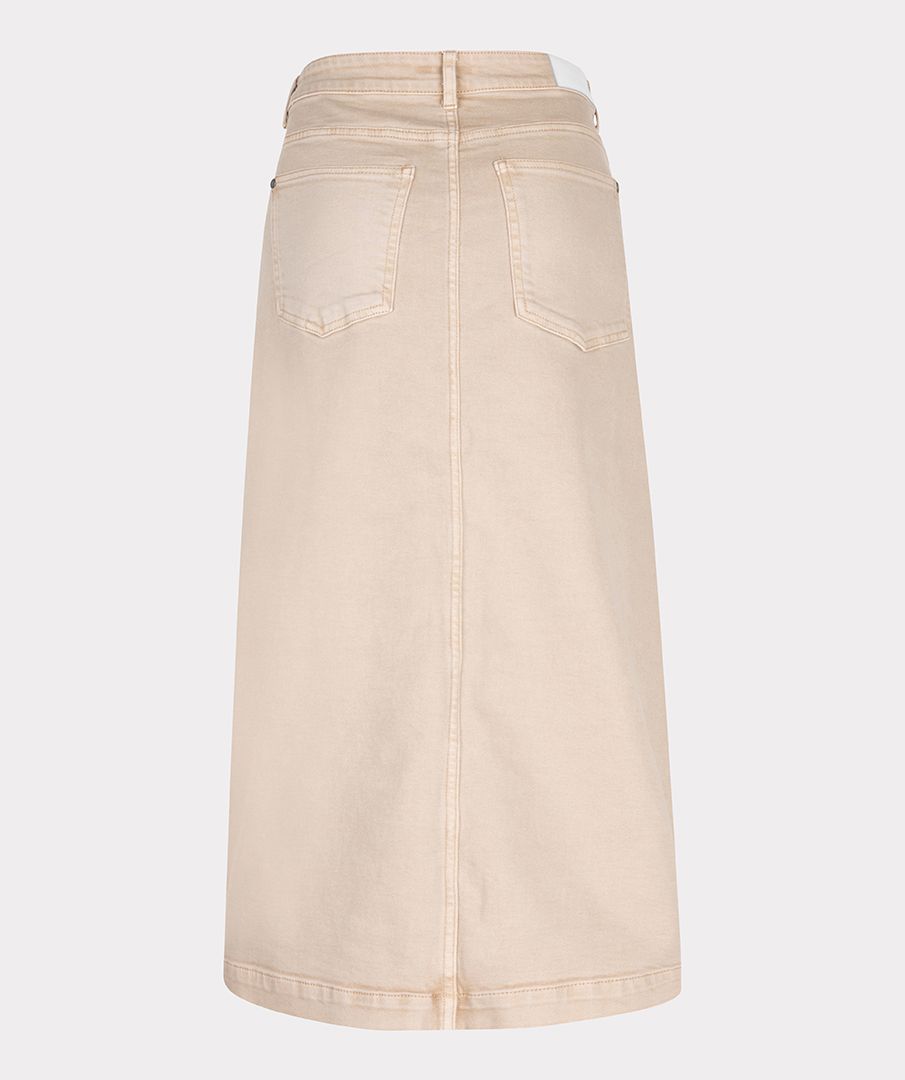 Denim Skirt with Maxi Slit - Sand