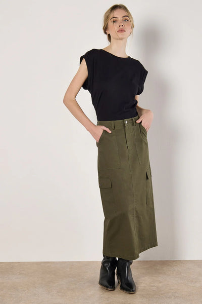 Jenny Cargo Midaxi Skirt - Khaki