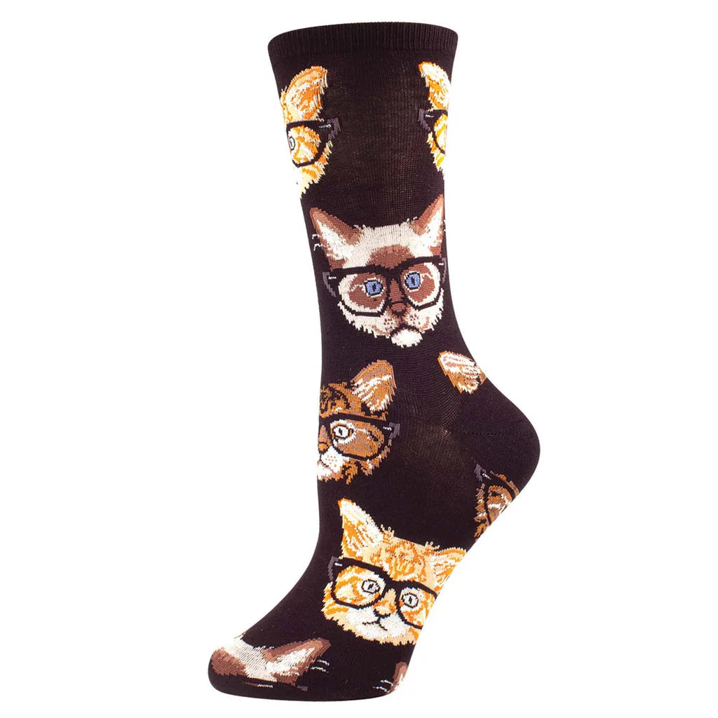 Ladies Kittenster Socks - Black Brown