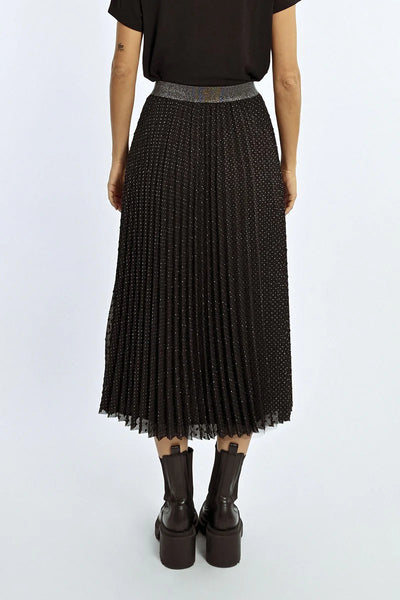 The Pleated Plumetis Skirt - Black