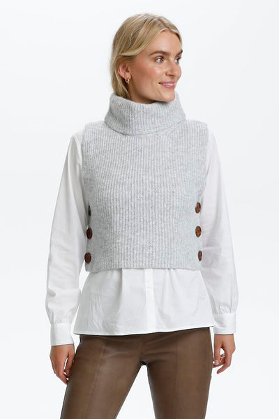Starlight Short Knitted Pullover Vest (Light Grey Melange)