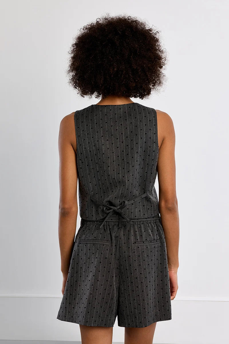 Striped vest, with hearts - dark grey