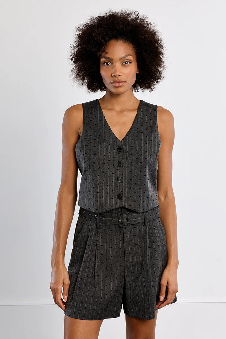 Striped vest, with hearts - dark grey