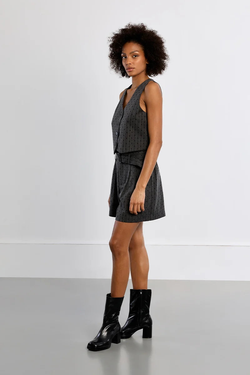 Striped vest, with hearts - dark grey