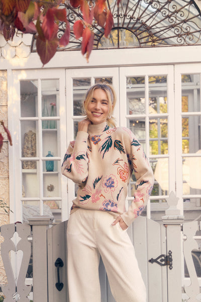 Mock Neck Loose Fit Sweater - Bloomsberry