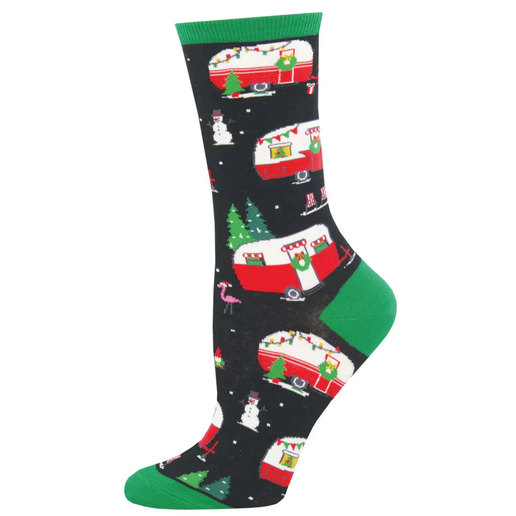 Ladies Christmas Campers Socks - Black