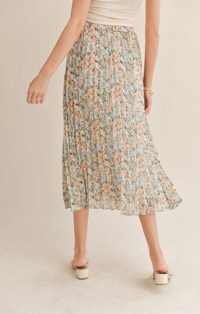 Garden Days Pleated Midi Skirt - Multi