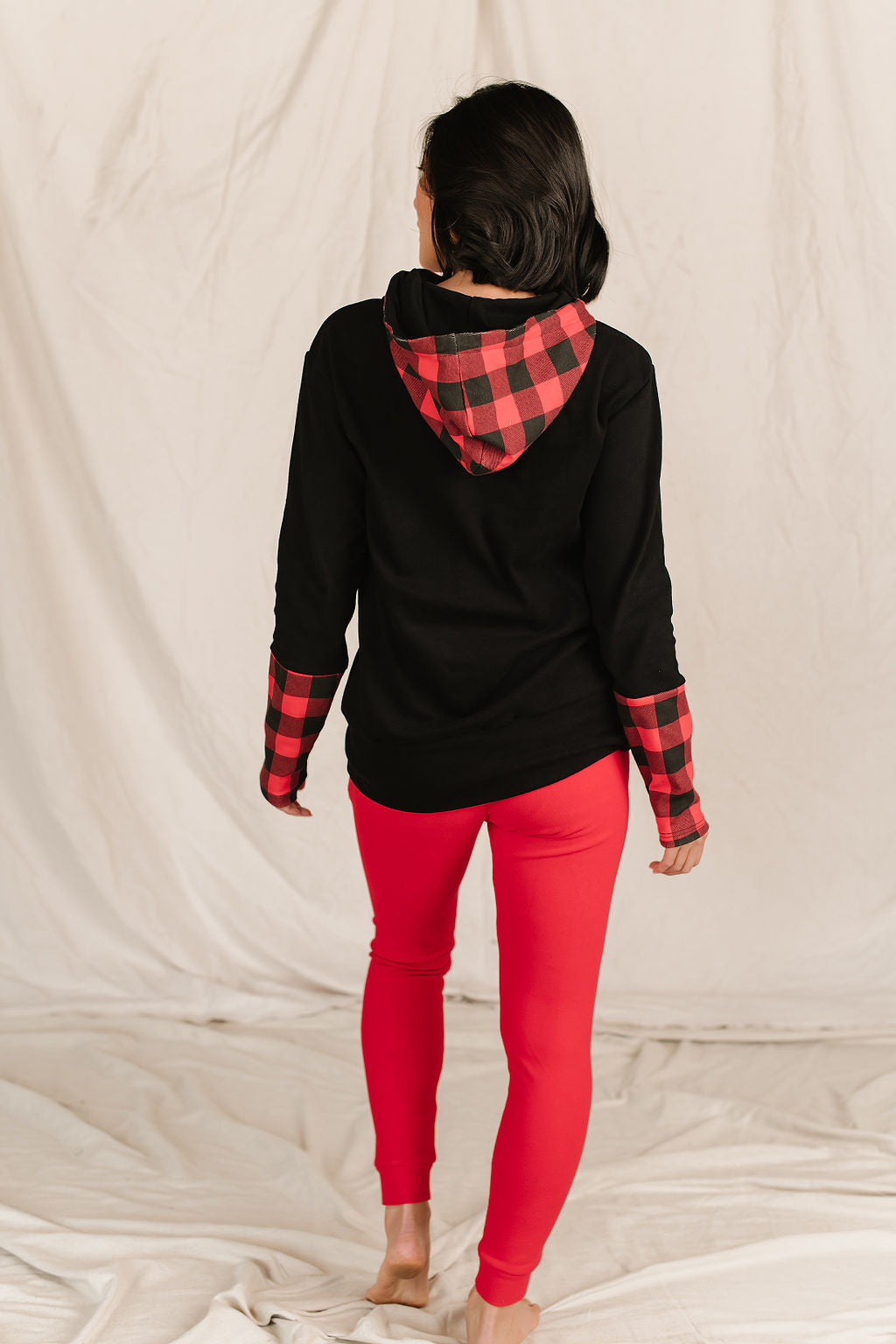 Half Zip Sweatshirt - Black Red