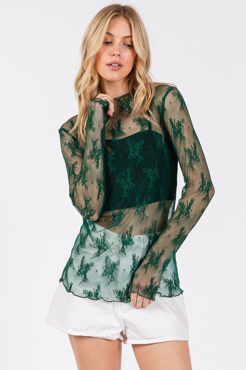 RESTOCKED! Long Sleeve Floral Lace Top Amazing Colors – Ulla