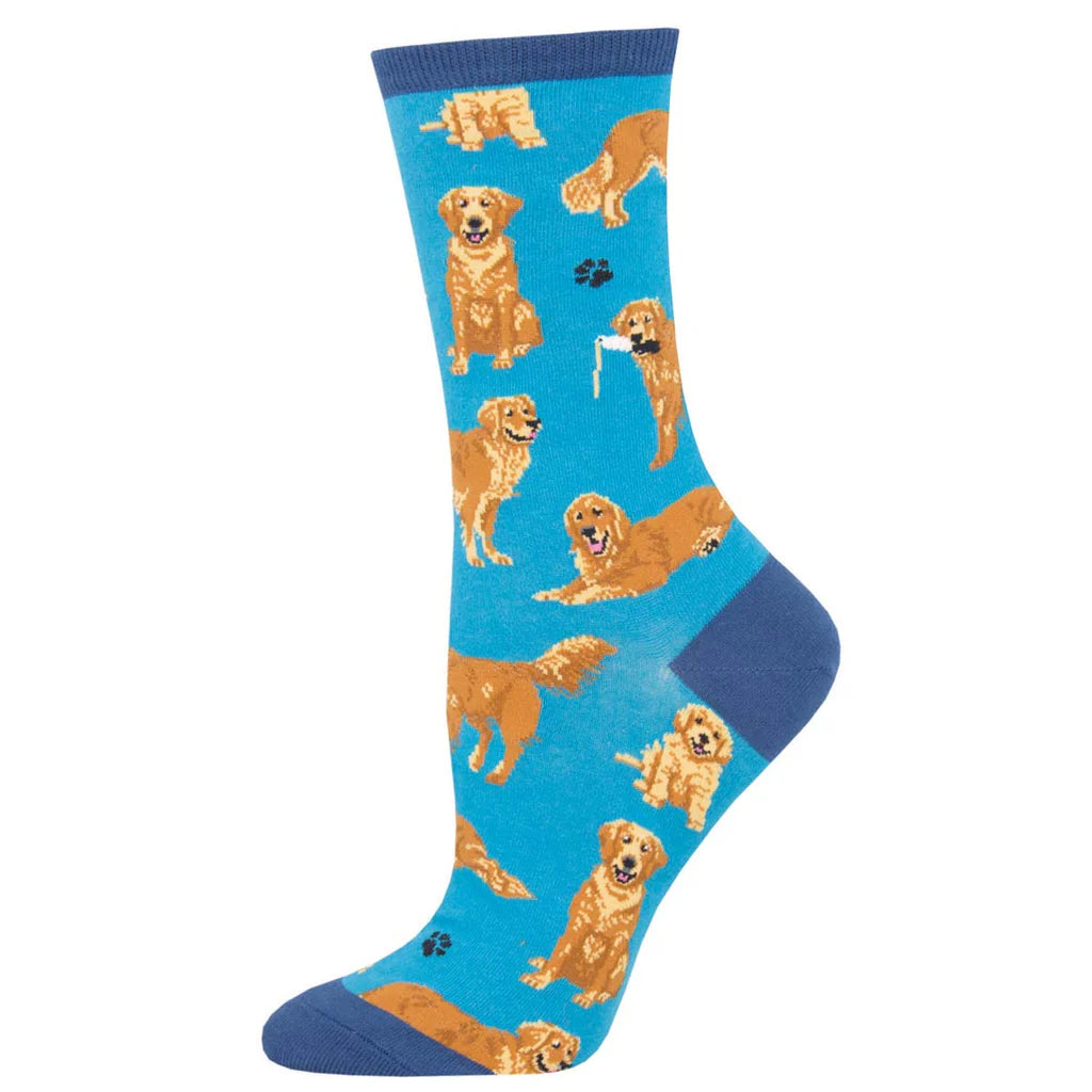 Ladies Golden Retrievers Socks - Blue