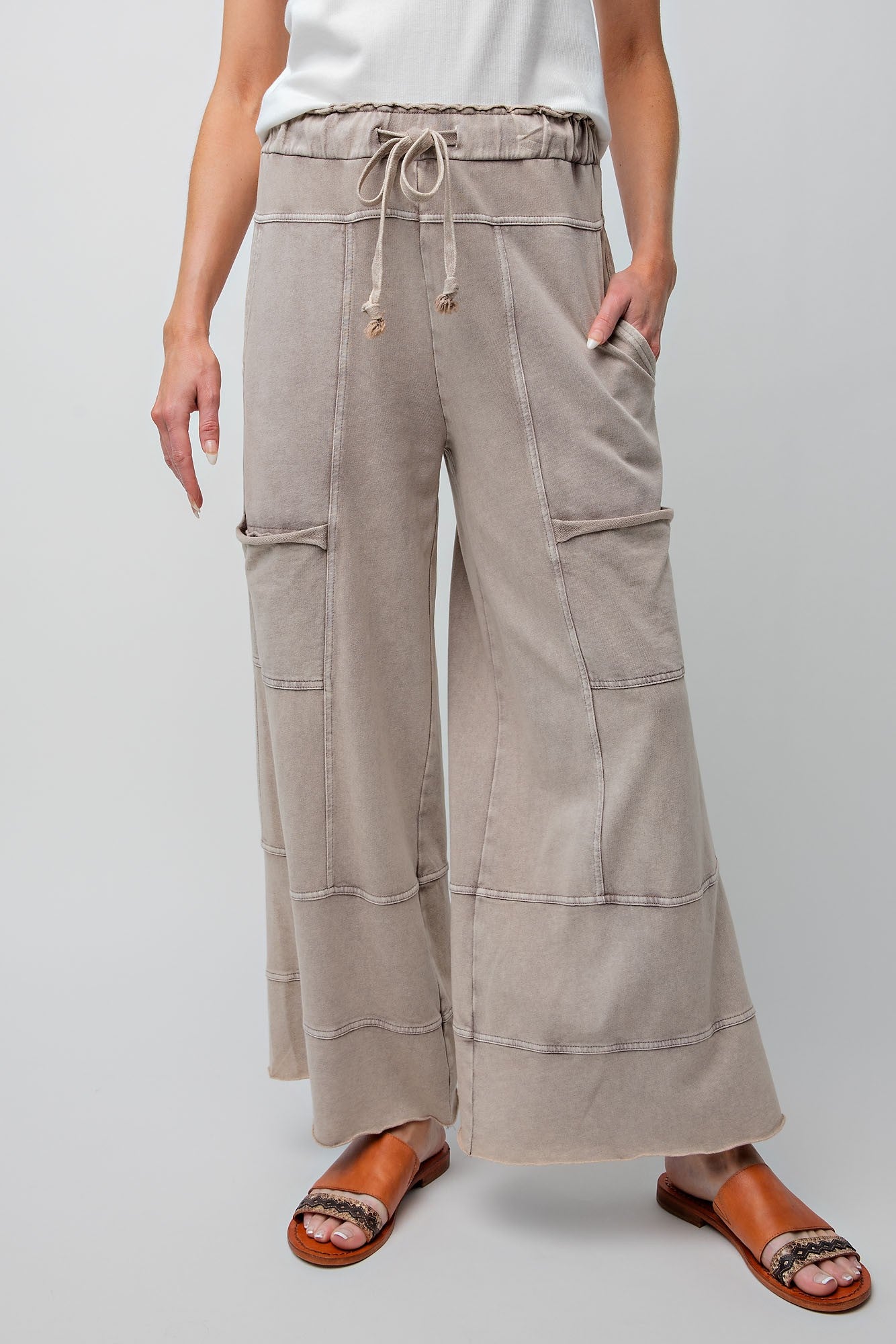 Mineral Washed Wide Leg Pants