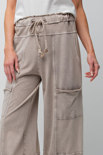 Mineral Washed Wide Leg Pants