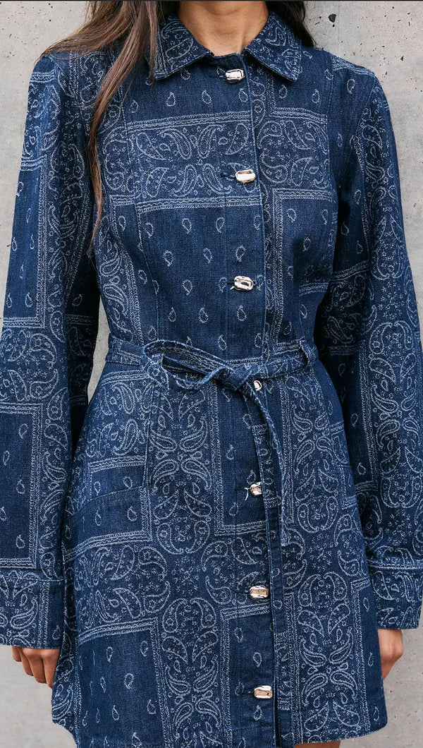 Delphi Jacquard Denim Dress - Indigo