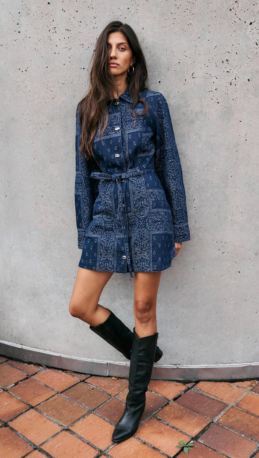 Delphi Jacquard Denim Dress - Indigo
