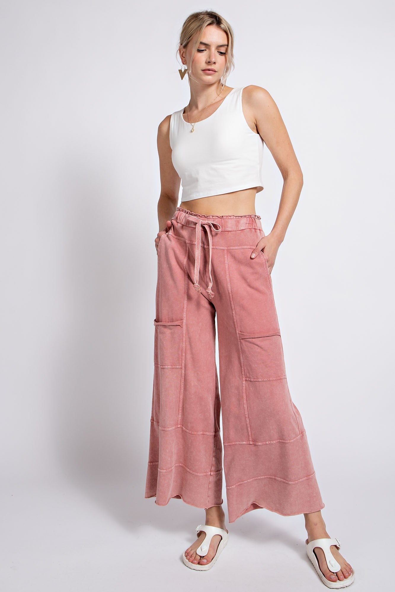 Mineral Washed Wide Leg Pants