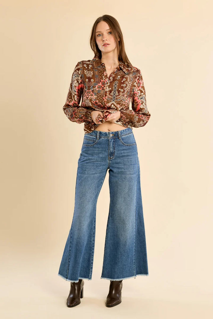 Flowing paisley print shirt - Brown Sofia