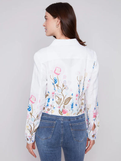 Printed Linen Blend Jacket - Pastel