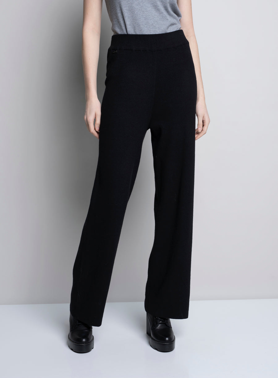 Pull On Wide Leg Pants - Black