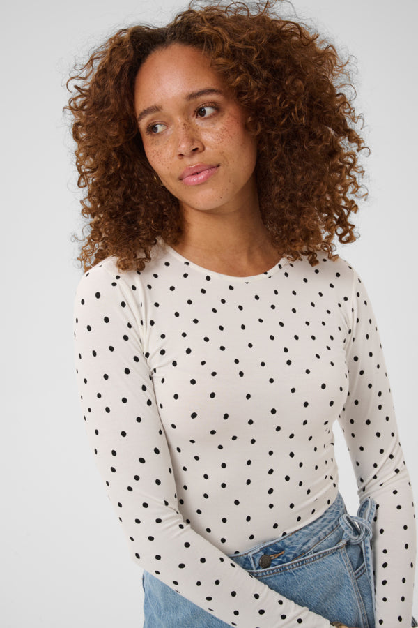 Abella LS T-Shirt - Chalk/Black Dot