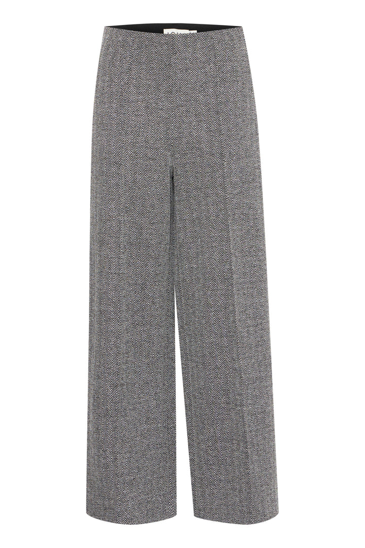 Katie Jacquard Pants - Black &amp; White Herringbone