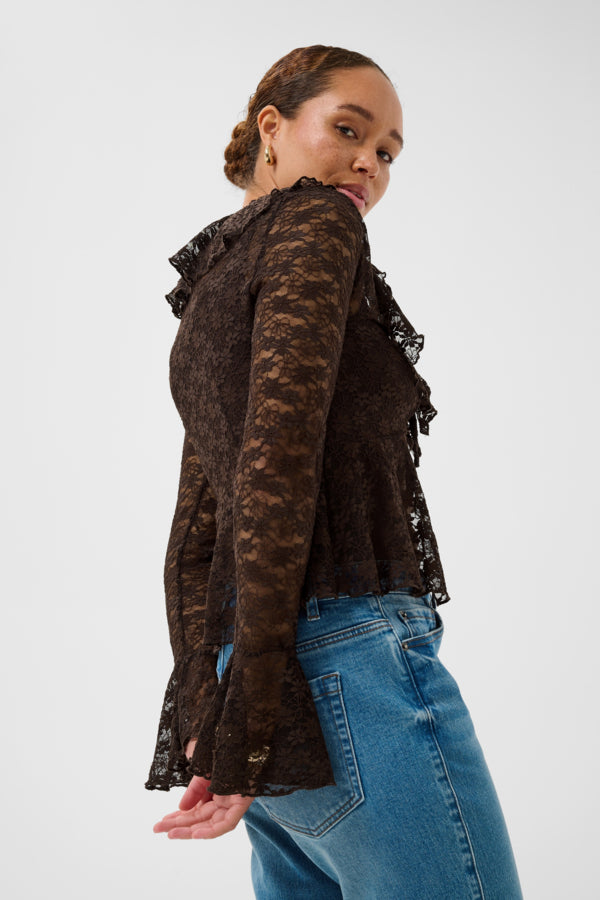 Aviccy Lace Blouse - Coffee Bean