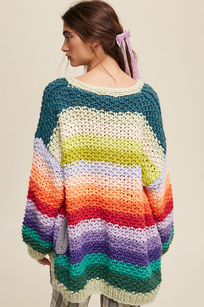 Crochet Multi O/S Open Cardigan hi