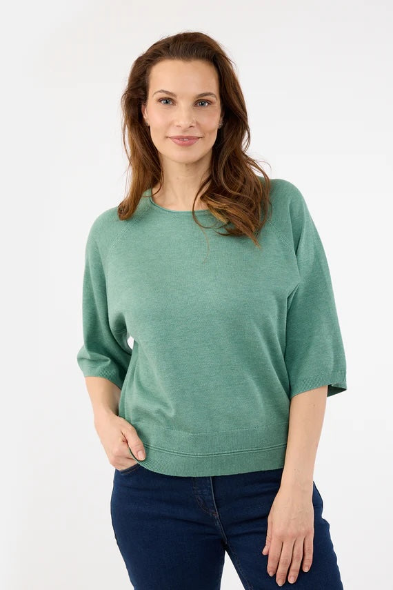 Short Sleeve Pullover Sweater - Green