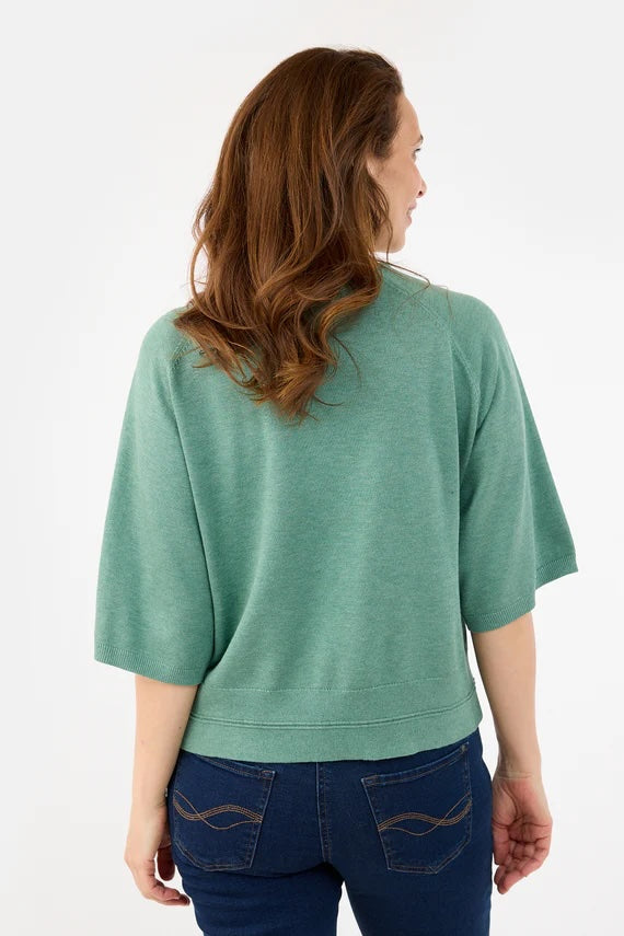Short Sleeve Pullover Sweater - Green