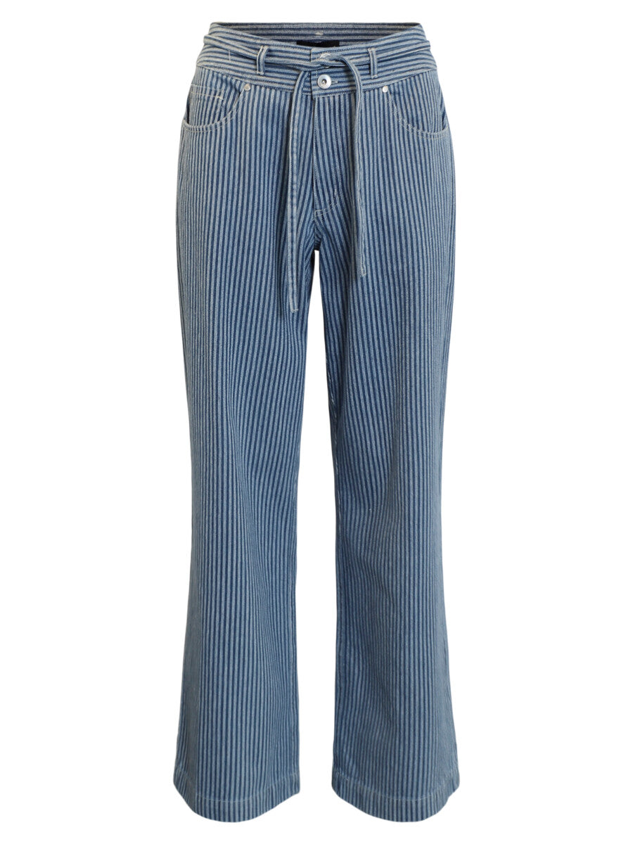Blue striped pants on a white background