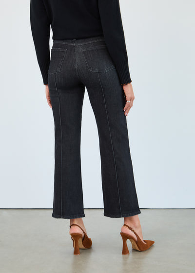 Olivia Pintuck Wide Leg Jeans - Black Wash