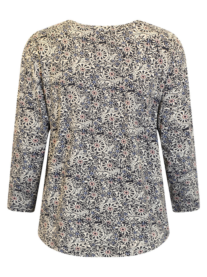 3/4 Sleeve Printed T-Shirt - Black Multi