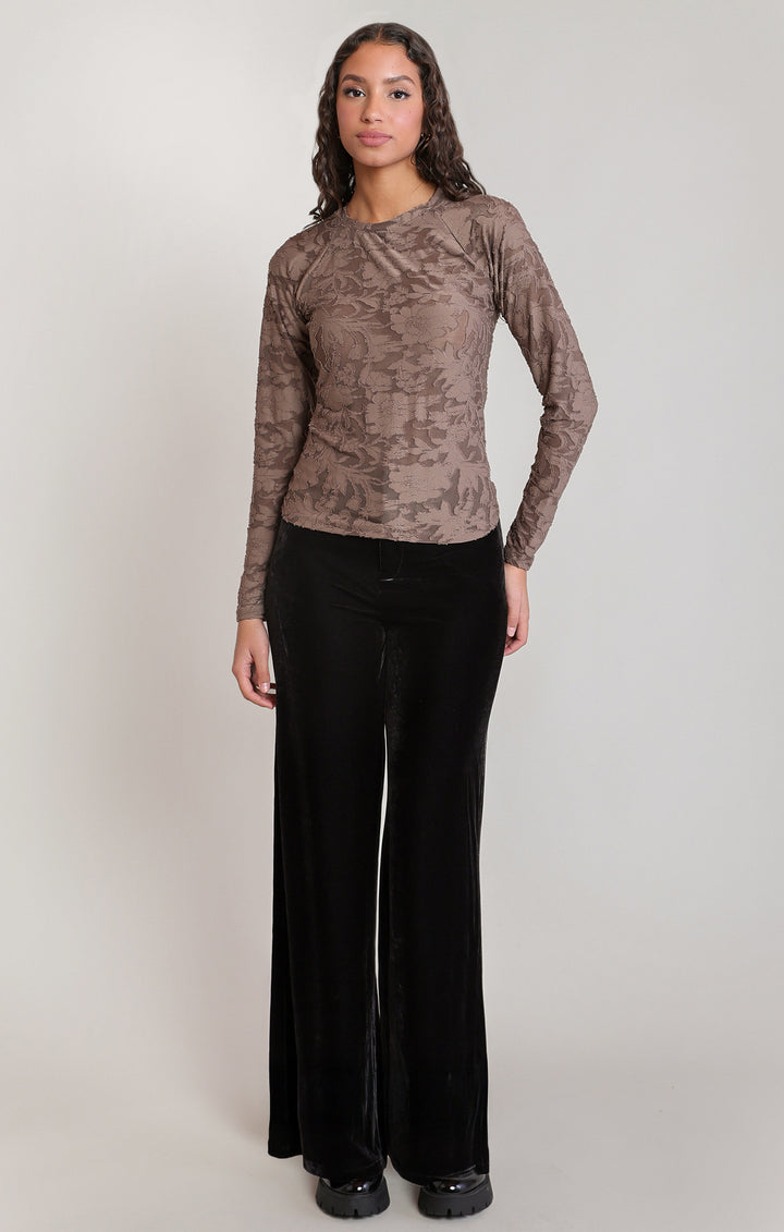 Velvet Wide Leg Pants - Black