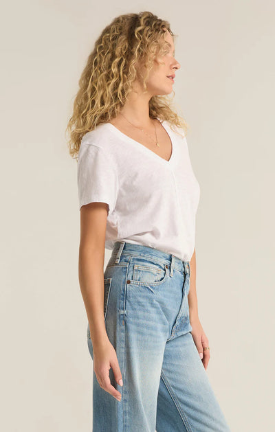 Asher V-Neck Tee - White