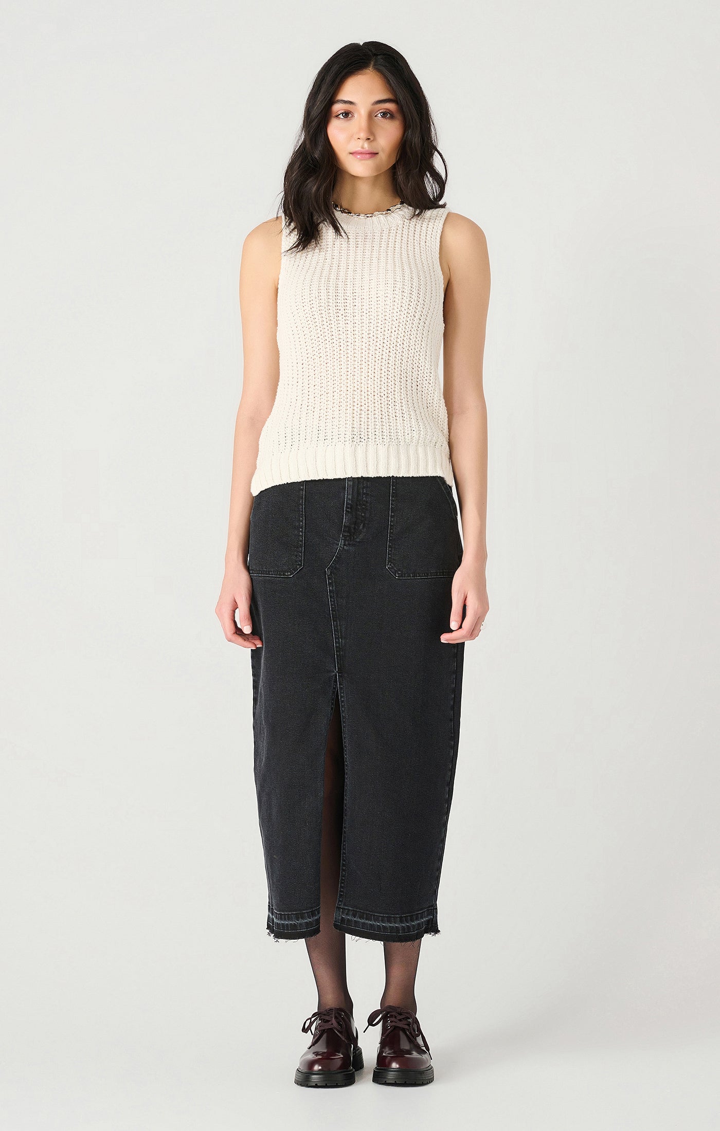 Sleeveless Knit Sweater - Off White