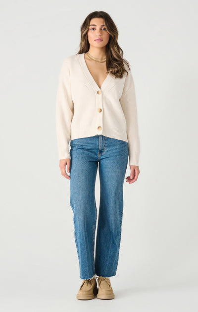 Long Sleeve Button Front Cardigan - Sea Salt Melange