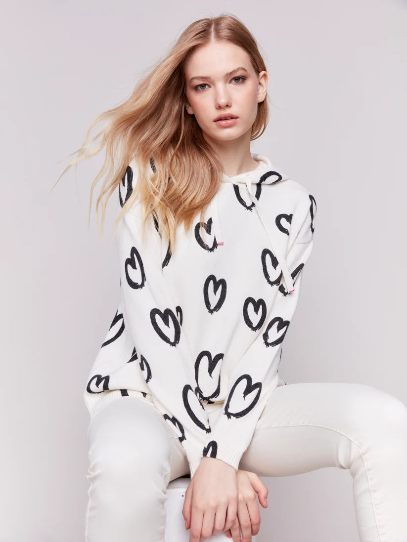 RESTOCKED! Printed Hearts Hoodie - Hearts