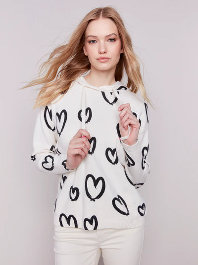 RESTOCKED! Printed Hearts Hoodie - Hearts