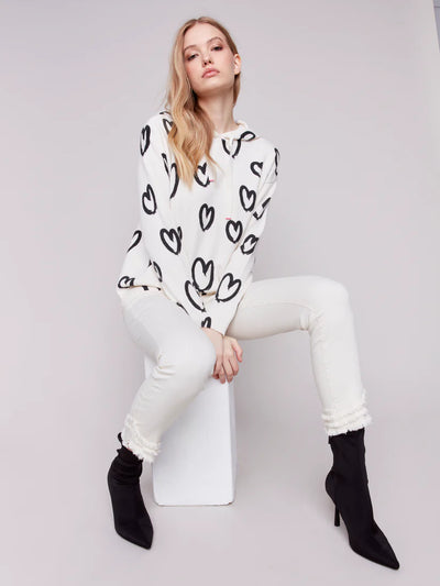 RESTOCKED! Printed Hearts Hoodie - Hearts