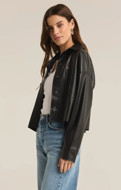 All Day Faux Leather Jacket - Black