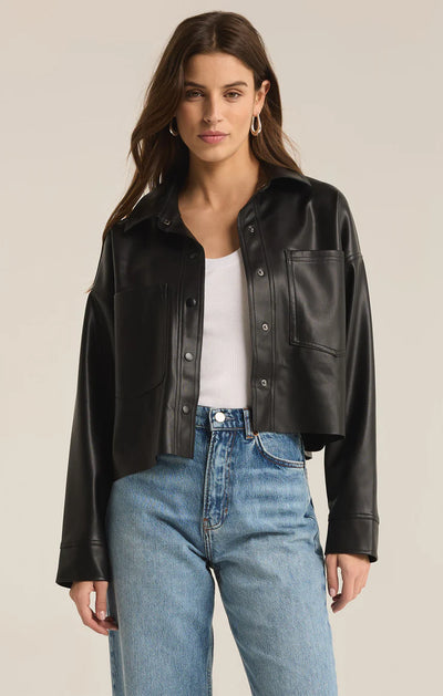 All Day Faux Leather Jacket - Black