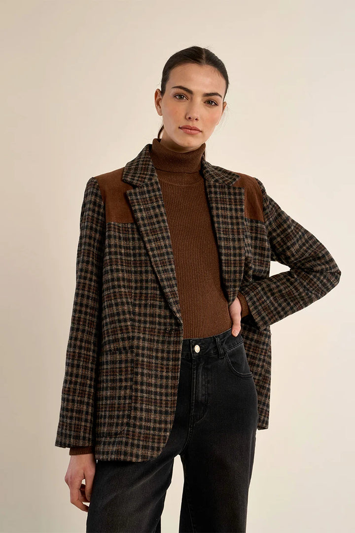 Checkered plaid blazer - Black