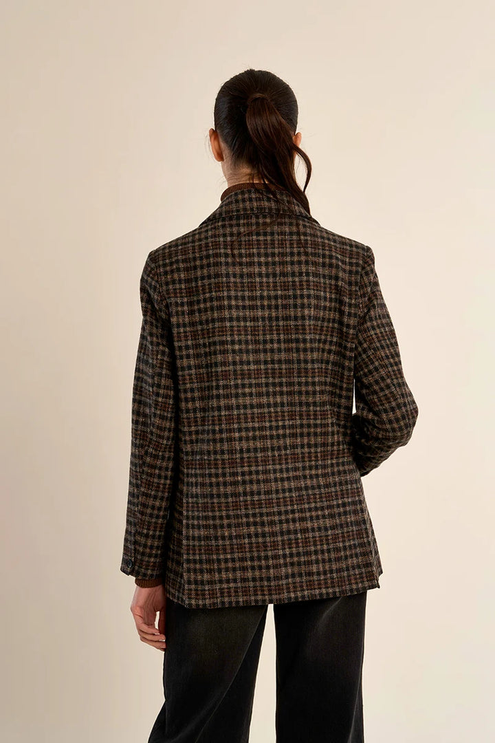 Checkered plaid blazer - Black