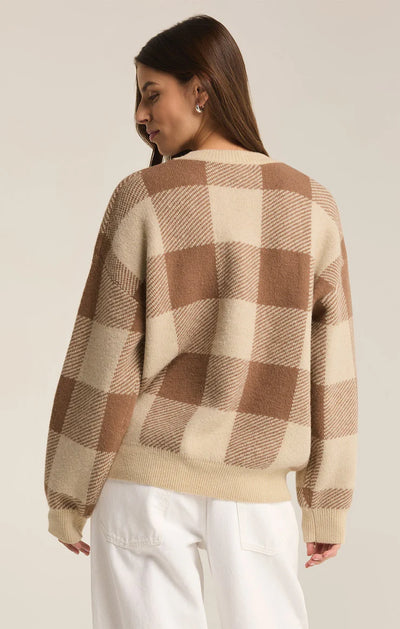 Check You Later Plaid Sweater - Campfire