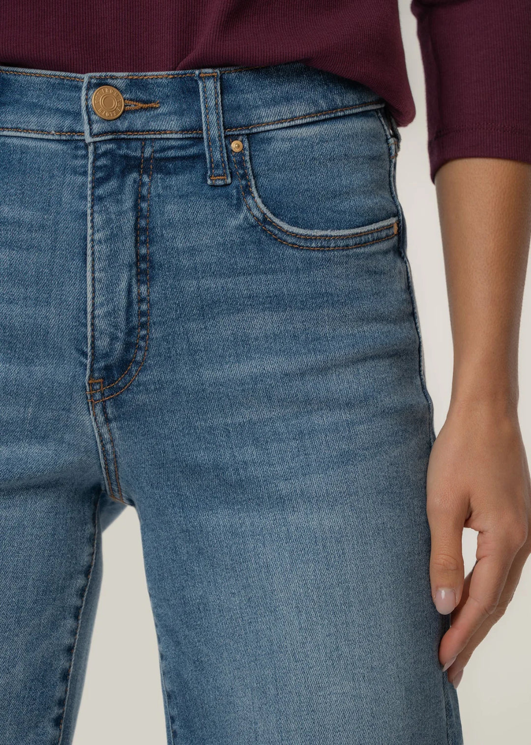 Close-up of blue jeans with a blurred background